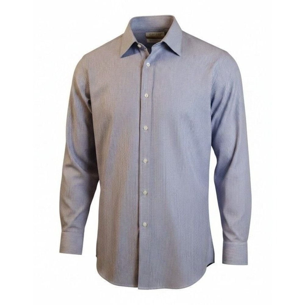 Roundtree & Yorke Gold Label Non-Iron  Poplin Striped Dress Shirt 17.5 35